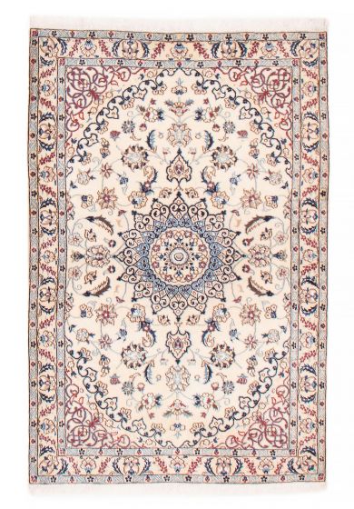 Bordered  Traditional Ivory Area rug 3x5 Persian Hand-knotted 382219