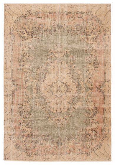 Vintage/Distressed Green Area rug 5x8 Turkish Hand-knotted 392822