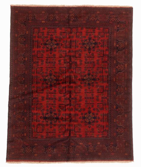 Bordered  Traditional Red Area rug 4x6 Afghan Hand-knotted 348091