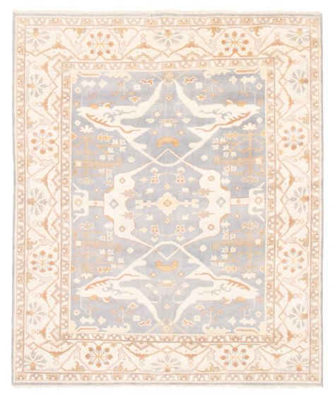Bordered  Traditional Blue Area rug 6x9 Indian Hand-knotted 369628