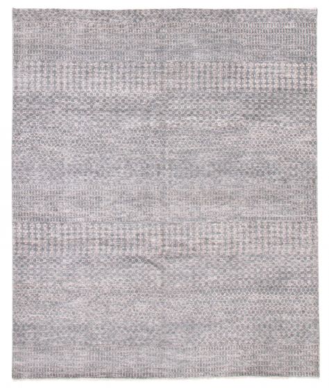 Transitional Grey Area rug 6x9 Indian Hand-knotted 377665