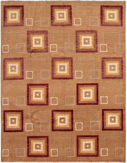 Casual  Transitional Brown Area rug 6x9 Afghan Hand-knotted 287556