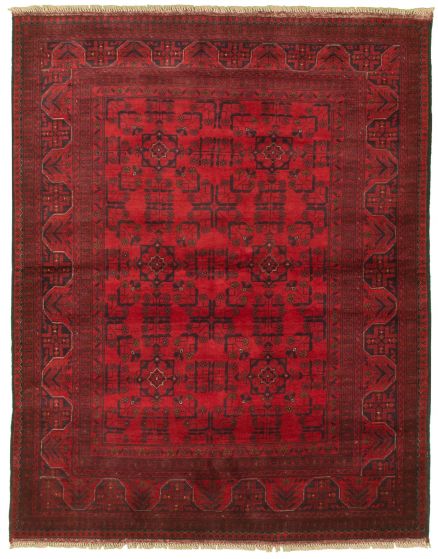 Bordered  Tribal Red Area rug 4x6 Afghan Hand-knotted 328872