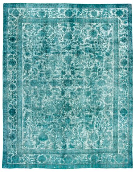Bordered  Transitional Green Area rug 9x12 Turkish Hand-knotted 342215