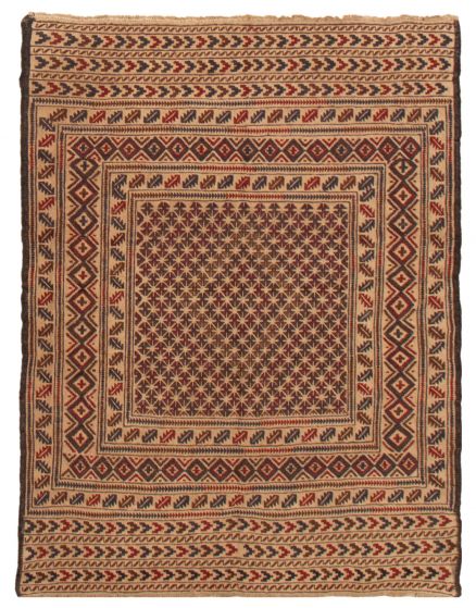 Bordered  Tribal Yellow Area rug 4x6 Afghan Flat-weave 356412