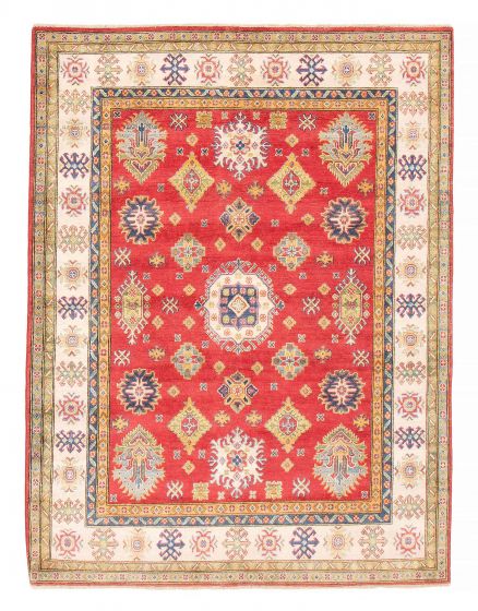 Bordered  Traditional Red Area rug 5x8 Afghan Hand-knotted 376561