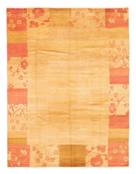 Casual  Transitional Orange Area rug 6x9 Pakistani Hand-knotted 378945