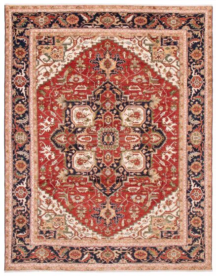 Bordered  Traditional Red Area rug 9x12 Afghan Hand-knotted 388120