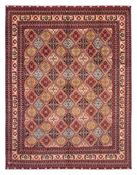 Bordered  Traditional Red Area rug 9x12 Afghan Hand-knotted 390629