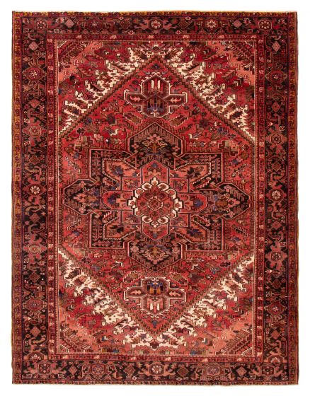 Bordered  Traditional Red Area rug 9x12 Persian Hand-knotted 391029