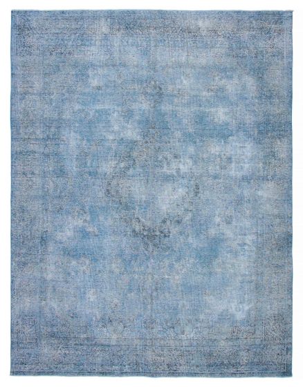 Overdyed  Transitional Blue Area rug 9x12 Turkish Hand-knotted 392062