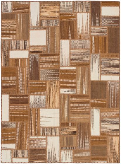 Bohemian  Southwestern Brown Area rug 5x8 Turkish Flat-weave 288282