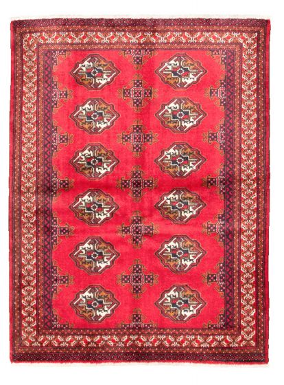Bordered  Tribal Red Area rug 3x5 Afghan Hand-knotted 309293