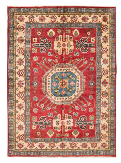 Bordered  Traditional Red Area rug 5x8 Afghan Hand-knotted 325898