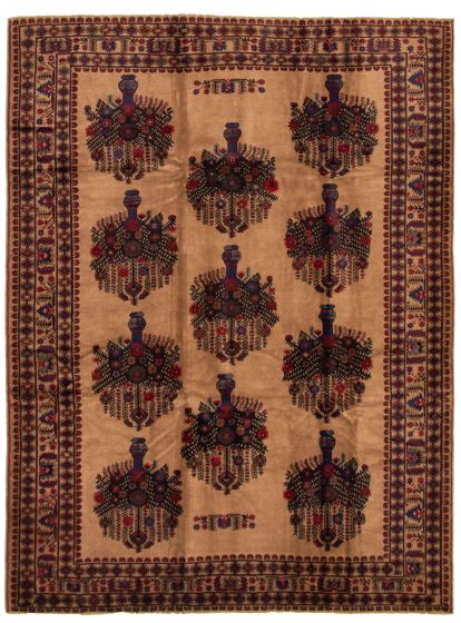 Bordered  Tribal Brown Area rug 6x9 Afghan Hand-knotted 325954