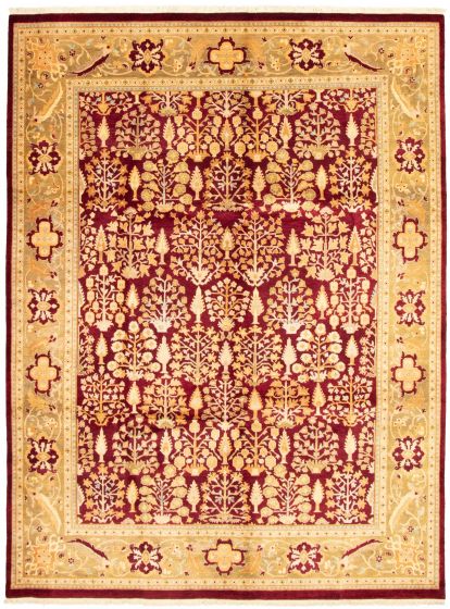 Bordered  Traditional Red Area rug 6x9 Pakistani Hand-knotted 331075