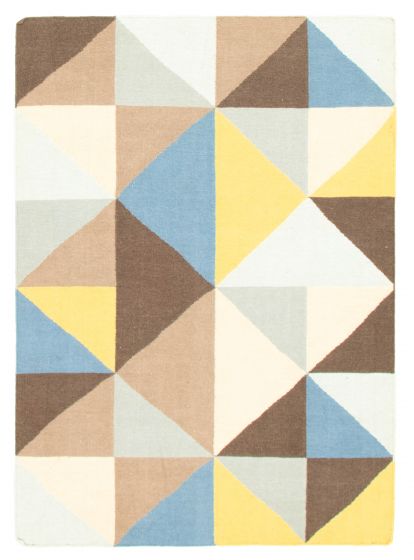 Flat-weaves & Kilims  Transitional Ivory Area rug 4x6 Turkish Flat-weave 344426