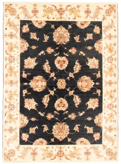 Bordered  Traditional Black Area rug 5x8 Afghan Hand-knotted 346674