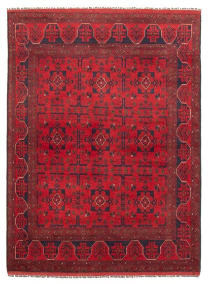 Bordered  Traditional Red Area rug 4x6 Afghan Hand-knotted 359456