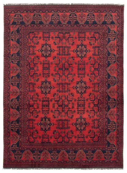Bordered  Traditional Red Area rug 5x8 Afghan Hand-knotted 359482