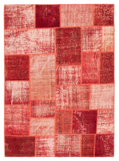 Transitional Red Area rug 5x8 Turkish Hand-knotted 369305