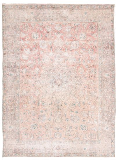 Bordered  Vintage/Distressed Brown Area rug 8x10 Turkish Hand-knotted 374185