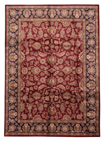 Bordered  Traditional Red Area rug 9x12 Indian Hand-knotted 374398