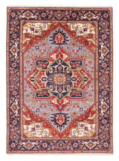 Bordered  Traditional Blue Area rug 9x12 Indian Hand-knotted 377811