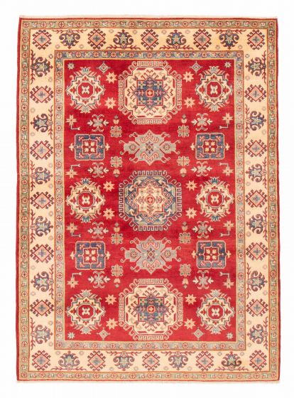 Bordered  Traditional Red Area rug 5x8 Afghan Hand-knotted 377994