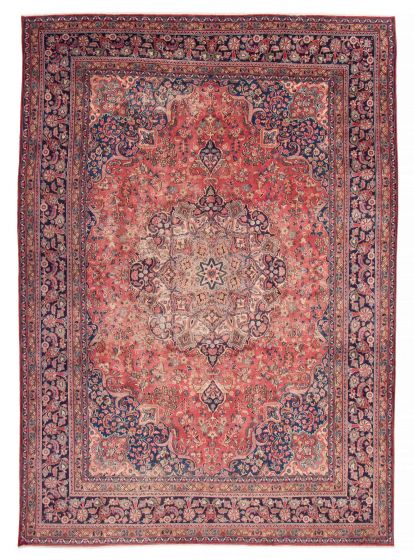 Bordered  Vintage/Distressed Red Area rug 9x12 Persian Hand-knotted 384990