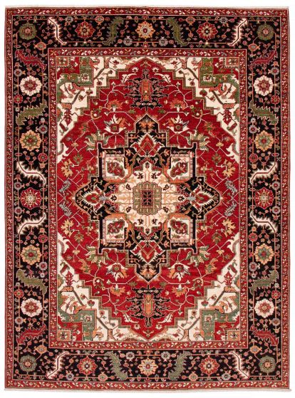 Bordered  Traditional Red Area rug 10x14 Afghan Hand-knotted 388139