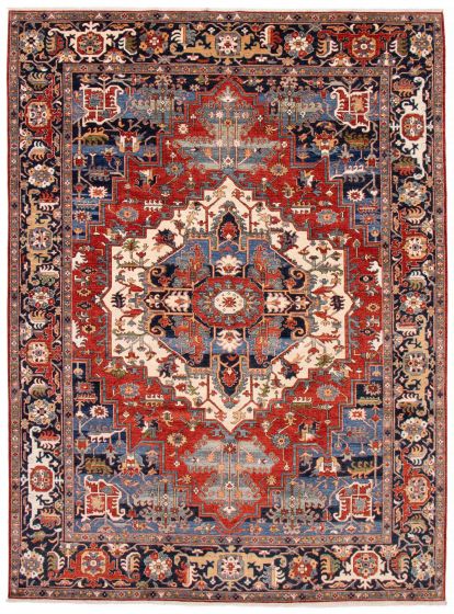 Bordered  Traditional Red Area rug 10x14 Afghan Hand-knotted 388145