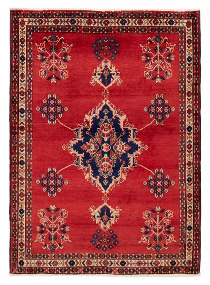 Bordered  Traditional Red Area rug 4x6 Turkish Hand-knotted 390850