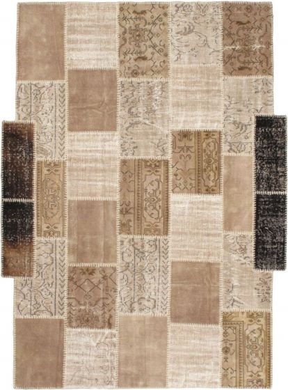 Transitional Ivory Area rug 6x9 Turkish Handmade 56318
