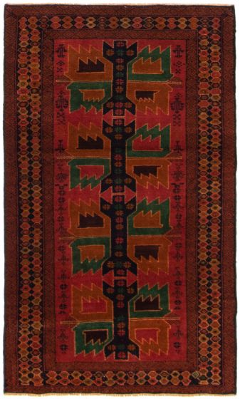 Bordered  Tribal Red Area rug 3x5 Afghan Hand-knotted 356965