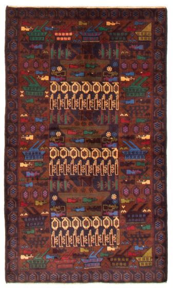 Bordered  Tribal Blue Area rug 3x5 Afghan Hand-knotted 357470