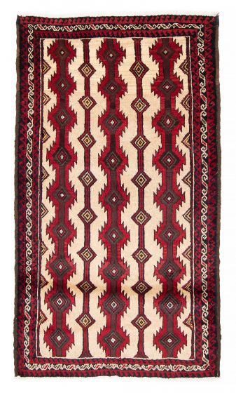 Bordered  Traditional Ivory Area rug 3x5 Afghan Hand-knotted 379140