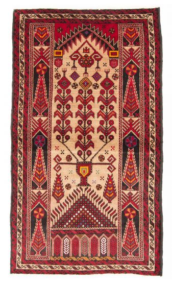 Bordered  Traditional Brown Area rug 3x5 Persian Hand-knotted 380883