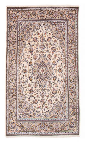 Bordered  Traditional Ivory Area rug 4x6 Persian Hand-knotted 382288