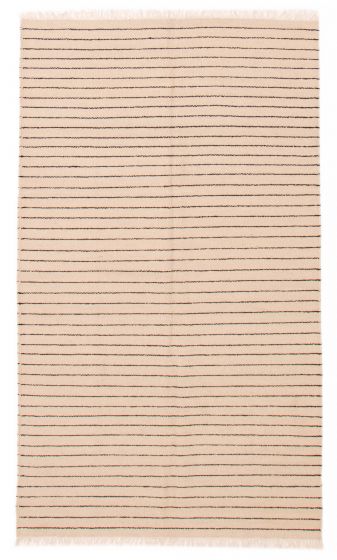 Flat-weaves & Kilims  Stripes Ivory Area rug 5x8 Turkish Flat-Weave 387409