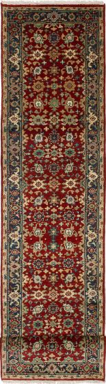 Floral  Traditional Red Runner rug 12-ft-runner Indian Hand-knotted 240437