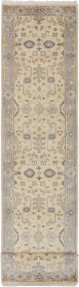 Floral  Traditional Ivory Runner rug 12-ft-runner Indian Hand-knotted 242861