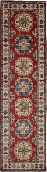 Bohemian  Geometric Red Runner rug 10-ft-runner Afghan Hand-knotted 269503