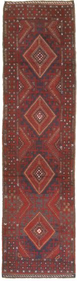 Bordered  Tribal Red Runner rug 8-ft-runner Afghan Hand-knotted 326206