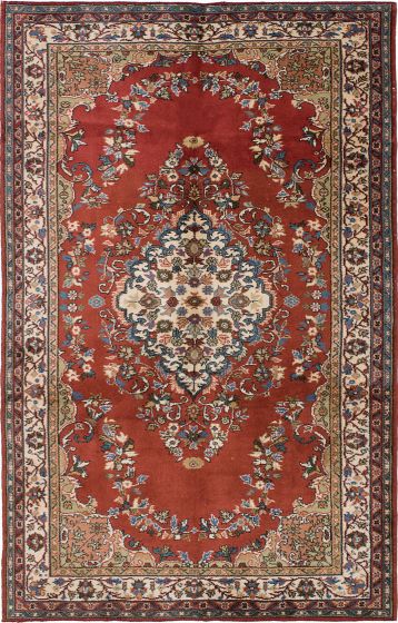 Traditional Red Area rug 5x8 Turkish Hand-knotted 236808