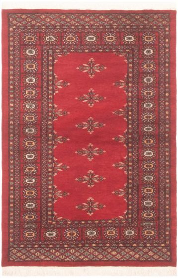 Bordered  Tribal Red Area rug 3x5 Pakistani Hand-knotted 305416