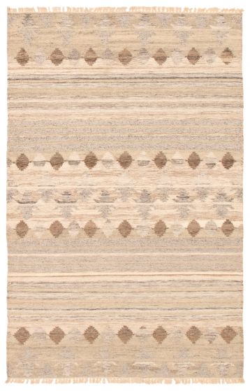 Flat-weaves & Kilims  Transitional Grey Area rug 5x8 Turkish Flat-Weave 350854