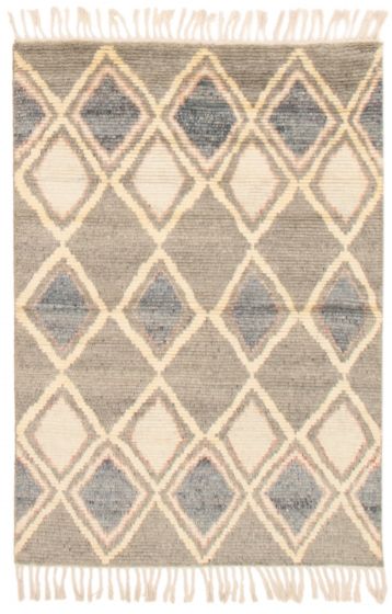 Bohemian  Tribal Grey Area rug 4x6 Indian Hand-knotted 355121