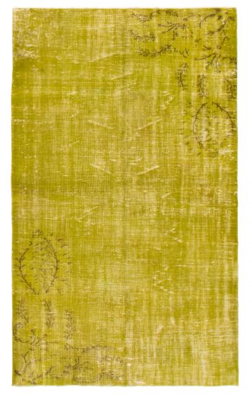 Overdyed  Transitional Green Area rug 5x8 Turkish Hand-knotted 360747