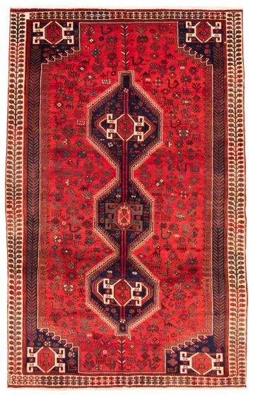 Bordered  Traditional Red Area rug 6x9 Turkish Hand-knotted 370909